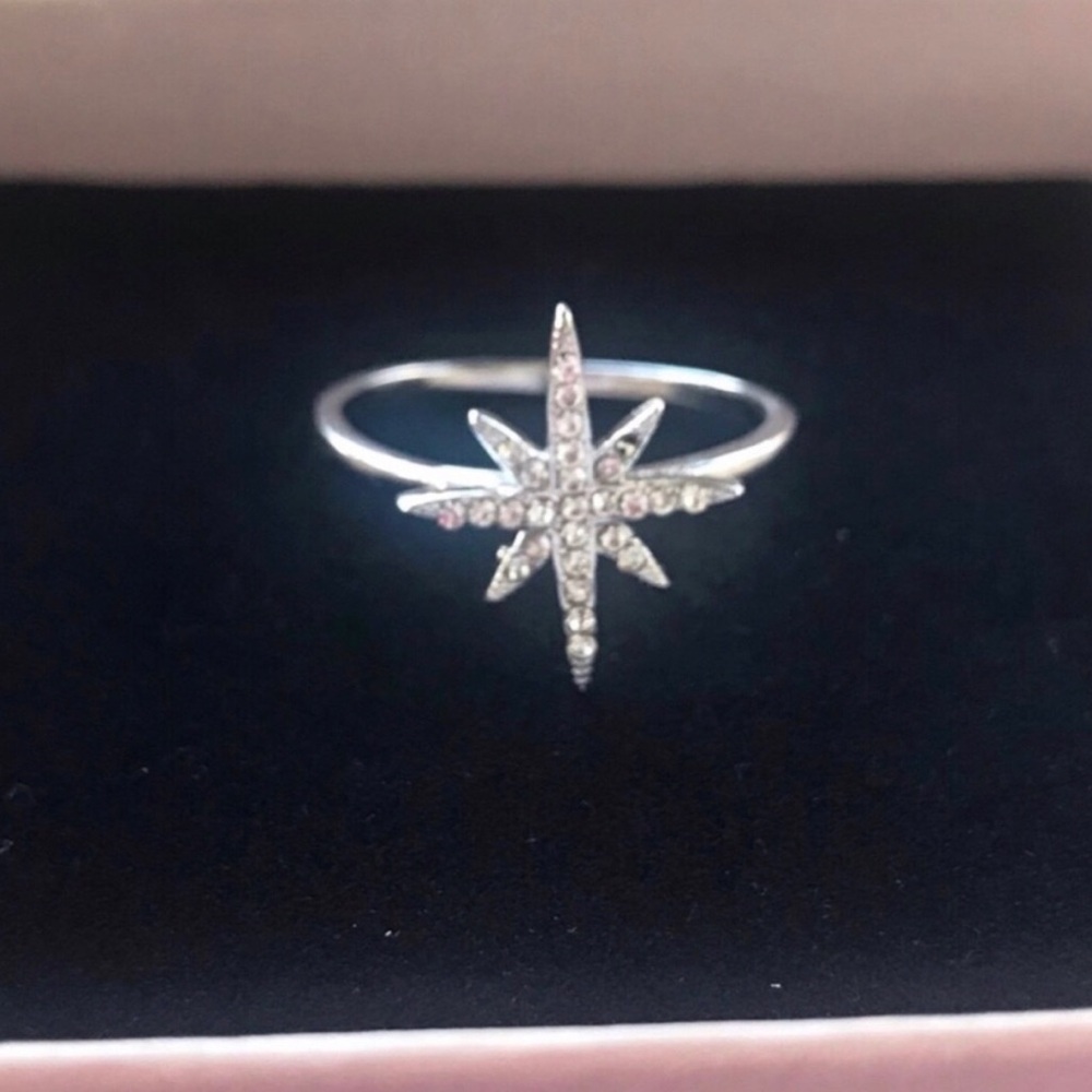 Sterling Silver Starburst Crystal Ring